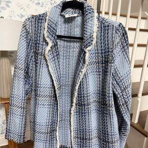 Elegant Blue Plaid Women's Blazer